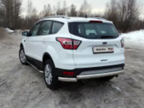 Защита задняя (центральная) 75х42 мм и Защита задняя (уголки овальные) 75х42 мм для Ford Kuga 2017 -