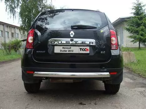 Защита задняя овальная (короткая) 75х42 мм Компания ТСС RENDUST12-07 Renault Duster 2011 - 2014