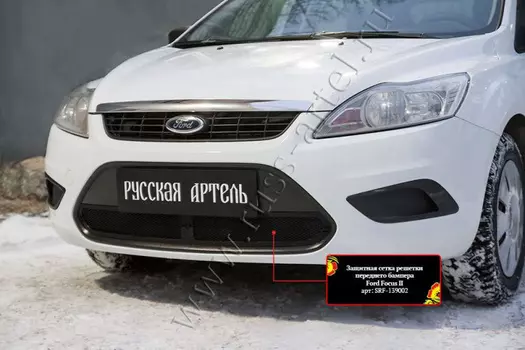 Защитная сетка решетки переднего бампера Русская Артель Ford Focus II 2008-2010