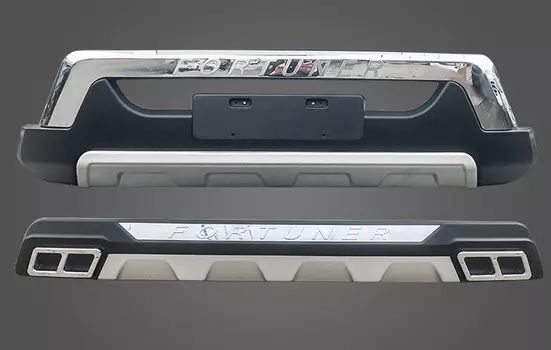 Защитные накладки на передний и задний бамперы (комплект) для Toyota Fortuner 2017-