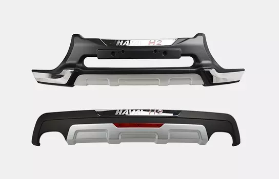Защитный брус на передний и задний бампер (серебристый) для Haval H2 (Хавал Н2) 2014-2019