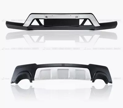 Защитный брус на передний и задний бампер (серебристый матовый) для Haval H2 (Хавал Н2) 2014-2019