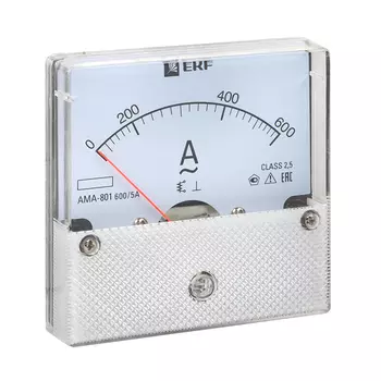 Амперметр аналоговый EKF PROxima AMA-801 80х80 мм IP20 600 А трансформаторное подключение на 5 модулей (ama-801-600)