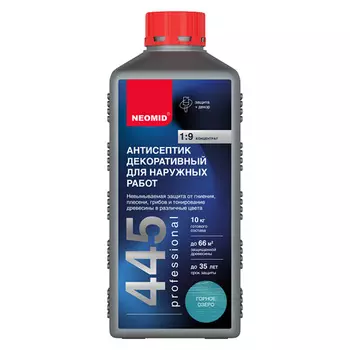 Антисептик Neomid 445 декоративный для дерева биозащитный концентрат 1:9 1 кг горное озеро
