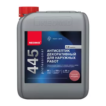 Антисептик Neomid 445 декоративный для дерева биозащитный концентрат 1:9 5 кг таежная брусника