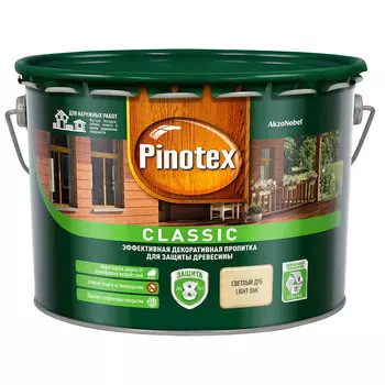 Антисептик Pinotex Classic декоративный для дерева светлый дуб 9 л