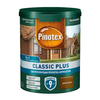 Антисептик Pinotex Classic Plus 3 в 1 декоративный для дерева тиковое дерево 0,9 л