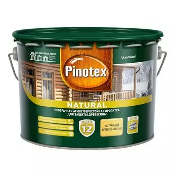 Антисептик Pinotex Natural декоративный для дерева древесно-желтый 9 л