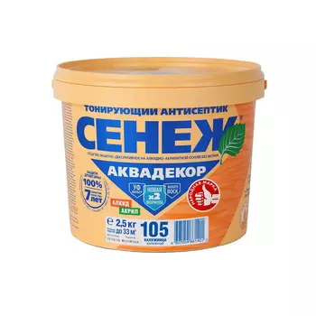 Антисептик Сенеж Аквадекор декоративный для дерева калужница 2,5 кг