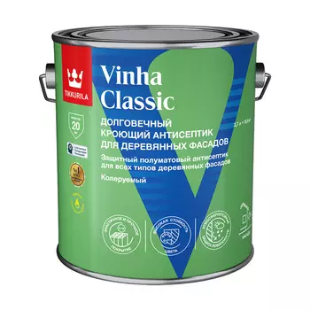 Антисептик Tikkurila/Tikkivala Vinha Classic кроющий декоративный для дерева белый база VVA 2,7 л