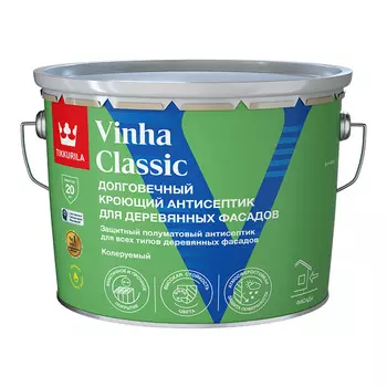 Антисептик Tikkurila/Tikkivala Vinha Classic кроющий декоративный для дерева белый база VVA 9 л