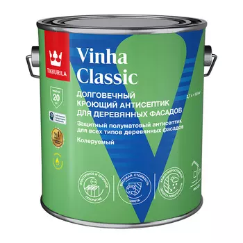 Антисептик Tikkurila/Tikkivala Vinha Classic кроющий декоративный для дерева бесцветный база VC 2,7 л