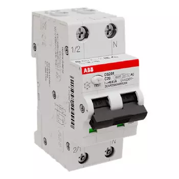 Автомат дифференциальный ABB DS201 20А 1P+N тип AC 30 мА 6 кА (2CSR255080R1204)