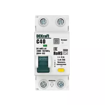 Автомат дифференциальный Dekraft ДИФ-103 40А 1P+N тип A 30 мА 6 кА (16351DEK)