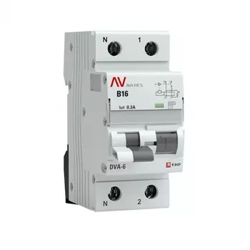 Автомат дифференциальный EKF Averes DVA-6 16А 1P+N тип AC 300 мА 6 кА (rcbo6-1pn-16B-300-ac-av)