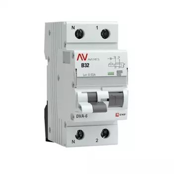 Автомат дифференциальный EKF Averes DVA-6 32А 1P+N тип A 30 мА 6 кА (rcbo6-1pn-32B-30-a-av)