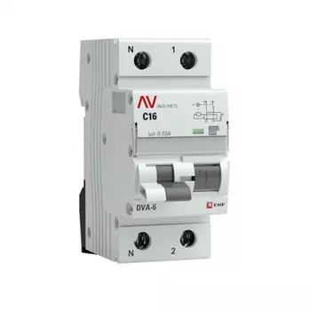 Автомат дифференциальный EKF Averes DVA-6 16А 1P+N тип A 30 мА 6 кА (rcbo6-1pn-16C-30-a-av)