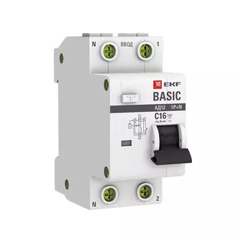 Автомат дифференциальный EKF Basic АД-12 16А 1P+N тип AC 30 мА 4,5 кА (DA12-16-30-bas)