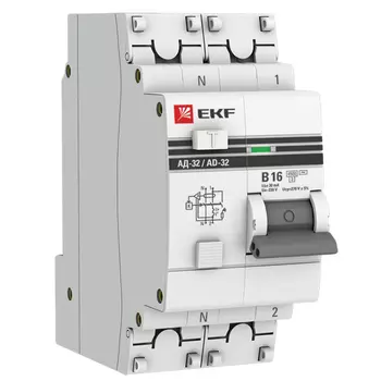 Автомат дифференциальный EKF PROxima АД-32 16А 1P+N тип AC 30 мА 4,5 кА (DA32-16-B-30-pro)