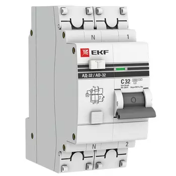 Автомат дифференциальный EKF PROxima АД-32 32А 1P+N тип AC 30 мА 4,5 кА (DA32-32-30-pro)