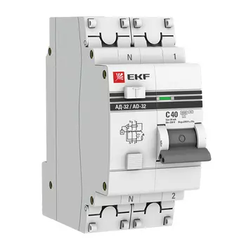 Автомат дифференциальный EKF PROxima АД-32 40А 1P+N тип AC 30 мА 4,5 кА (DA32-40-30-pro)