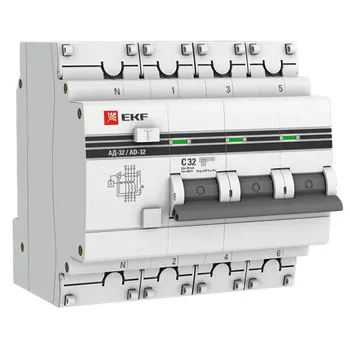 Автомат дифференциальный EKF PROxima АД-32 32А 3P+N тип AC 30 мА 4,5 кА (DA32-32-30-4P-pro)