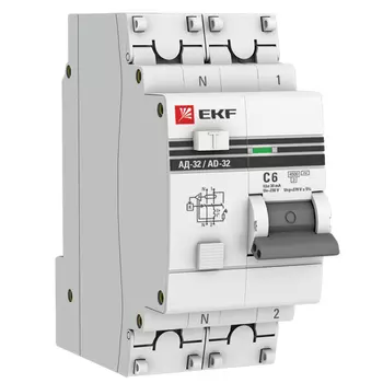 Автомат дифференциальный EKF PROxima АД-32 6А 1P+N тип AC 30 мА 4,5 кА (DA32-06-30-pro)