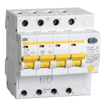 Автомат дифференциальный IEK Karat 32А 3P+N тип AC 30 мА 4,5 кА (MAD10-4-032-C-030)
