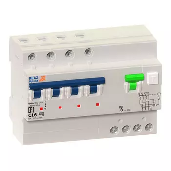 Автомат дифференциальный КЭАЗ OptiDin VD63 25А 3P+N тип AC 30 мА 6 кА (103478)