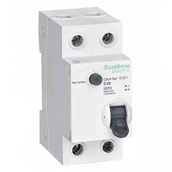 Автомат дифференциальный Systeme Electric City9 Set АВДТ 40А 1P+N тип AC 30 мА 4,5 кА (C9D34640)