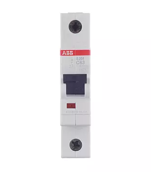 Автоматический выключатель ABB S201 (2CDS251001R0634) 1P 63А тип С 6 кА 220 В на DIN-рейку