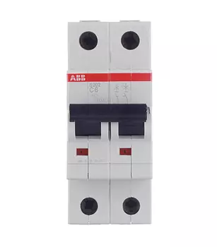 Автоматический выключатель ABB S202 2P 6А тип C 6 кА 400 В на DIN-рейку (2CDS252001R0064)