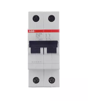 Автоматический выключатель ABB SH202L (2CDS242001R0164) 2P 16А тип С 4,5 кА 400 В на DIN-рейку