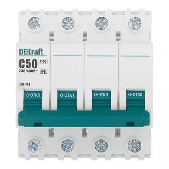 Автоматический выключатель модульный Dekraft BA-101 4Р 50А тип C 4,5 кА 230/400 В (11095DEK)