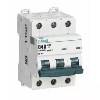 Автоматический выключатель модульный Dekraft ВА105-3P-040A-C 3P 40А тип C 10 кА 230 В (13181DEK)