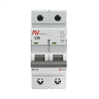 Автоматический выключатель модульный EKF Averes AV-10 2P 25А тип C 10 кА 230 В (mcb10-2-25C-av)