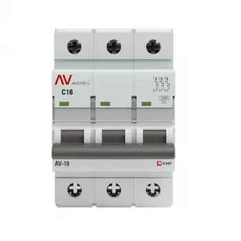 Автоматический выключатель модульный EKF Averes AV-10 3P 16А тип C 10 кА 400 В (mcb10-3-16C-av)
