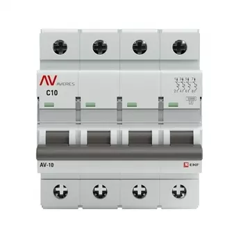 Автоматический выключатель EKF Averes AV-10 4P 10А тип С 10 кА 400 В на DIN-рейку (mcb10-4-10C-av)