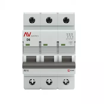 Автоматический выключатель модульный EKF Averes AV-6 3Р 6А тип D 6 кА 400 В (mcb6-3-06D-av)