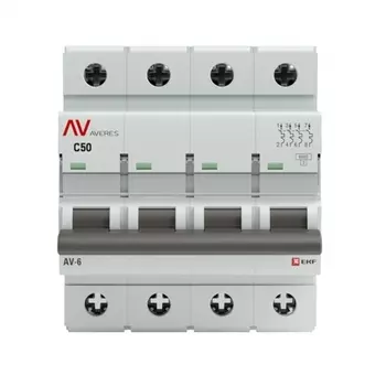 Автоматический выключатель модульный EKF Averes AV-6 4Р 50А тип C 6 кА 400 В (mcb6-4-50C-av)
