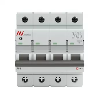 Автоматический выключатель модульный EKF Averes AV-6 4Р 6А тип C 6 кА 400 В (mcb6-4-06C-av)