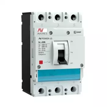 Автоматический выключатель в литом корпусе EKF Averes AV Power-1/3-TR 3P 63А 35 кА 400/690 В (mccb-13-63-TR-av)