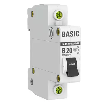 Автоматический выключатель EKF Basic ВА 47-29 1P 20А тип В 4,5 кА 230 В на DIN-рейку (mcb4729-1-20-B)