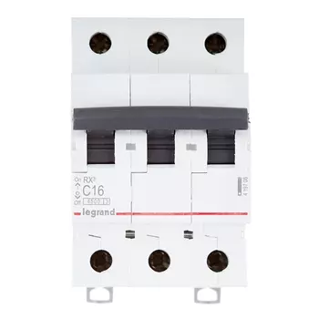 Автоматический выключатель модульный Legrand RX3 3P 16А тип C 4,5 кА 400 В (419708)