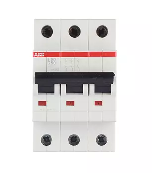 Автоматический выключатель модульный ABB S203 3P 50А тип C 6 кА 400 В (2CDS253001R0504)