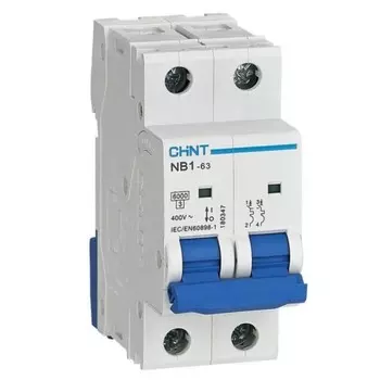 Автоматический выключатель модульный Chint NB1-63 2P 63А тип C 6 кА 400 В (179668)