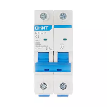 Автоматический выключатель модульный Chint NXB-63 2P 2А тип C 6 кА 400 В (814087)