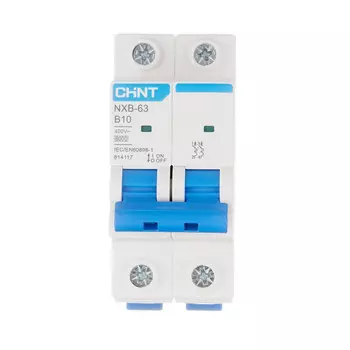 Автоматический выключатель модульный Chint NXB-63 2P 10А тип B 6 кА 400 В (814117)