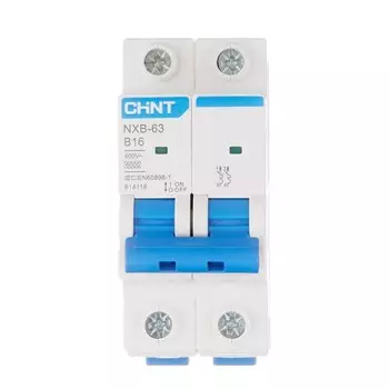 Автоматический выключатель модульный Chint NXB-63 2P 16А тип B 6 кА 400 В (814118)