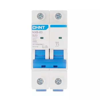 Автоматический выключатель модульный Chint NXB-63 2P 20А тип B 6 кА 400 В (814119)